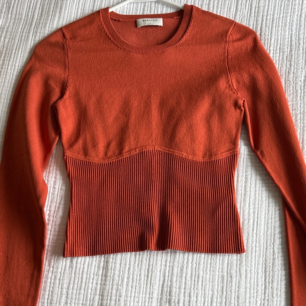 Babaton Orange Knit Blouse